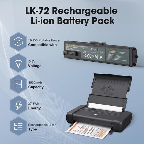 E EGOWAY LK-72 Replacement Battery Pack - High-Capacity 10.8V 3500mAh for Canon PIXMA TR150 Printer