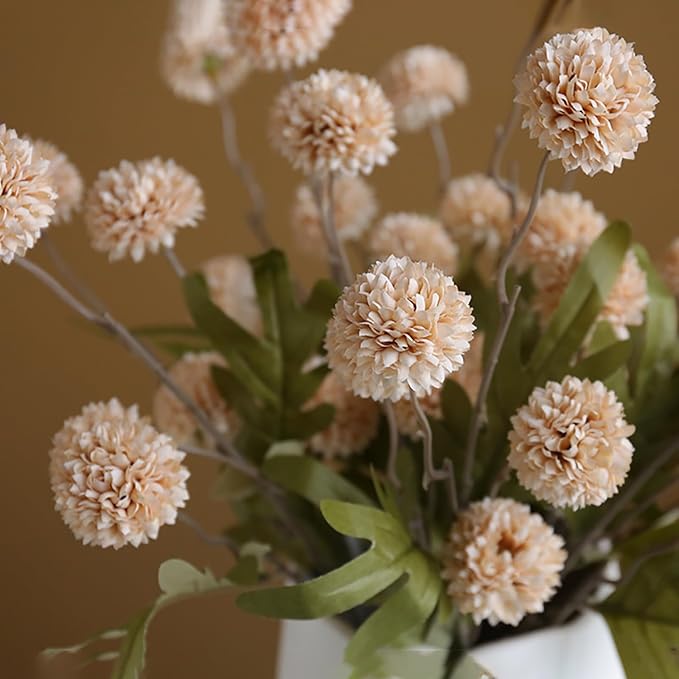 Artificial Hydrangea Flowers Fake Hydrangeas Faux Flowers Bouquet Artificial Plants for Wedding Home Office Decor Excluding vases-（Autumn White 10 PCS）