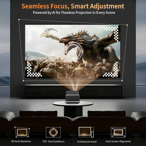 INFGO 4K Projector - WiFi & Bluetooth Connectivity | 800 ANSI Lumens, Built-in NETFLIX & YouTube