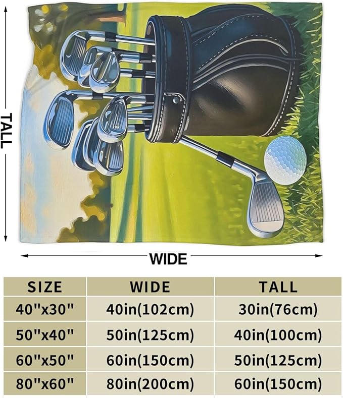 Golf Blanket for Boys Golfing Sport Throw Blanket Soft Cozy Fleece Fuzzy Stuffed Plush Flannel Gifts for Girls Women Kids Adults 40''x50''