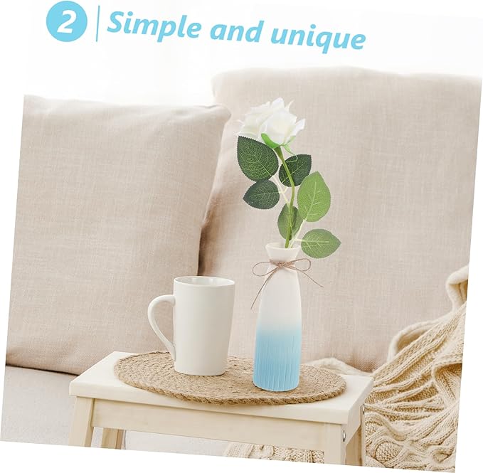 Artistic Ceramic Vase with Narrow Opening Rustic Blue Glazed Flower Planter Modern Home Decor Ornament for Office and Living Premium Texture and Unique Design