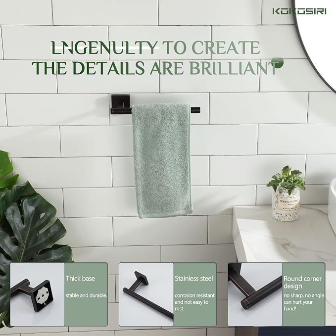 KOKOSIRI Bathroom Towel Bar Hand Towel Holders Wall Mount Toilet Kitchen Cabinet Paper Holder Stainless Steel Bath Accessories Oil Rubbed Bronze 2 Pack, B3008ORB-P2