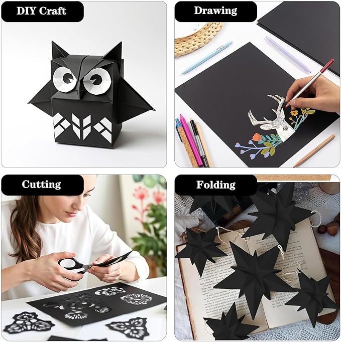 U HOMOVING 200 Sheets Black Kraft Paper for Wrapping Gifts Bouquet 18”x 24”Construction Paper for Art Craft Drawing Supplies Kraft Sheets for Packing Moving Shipping