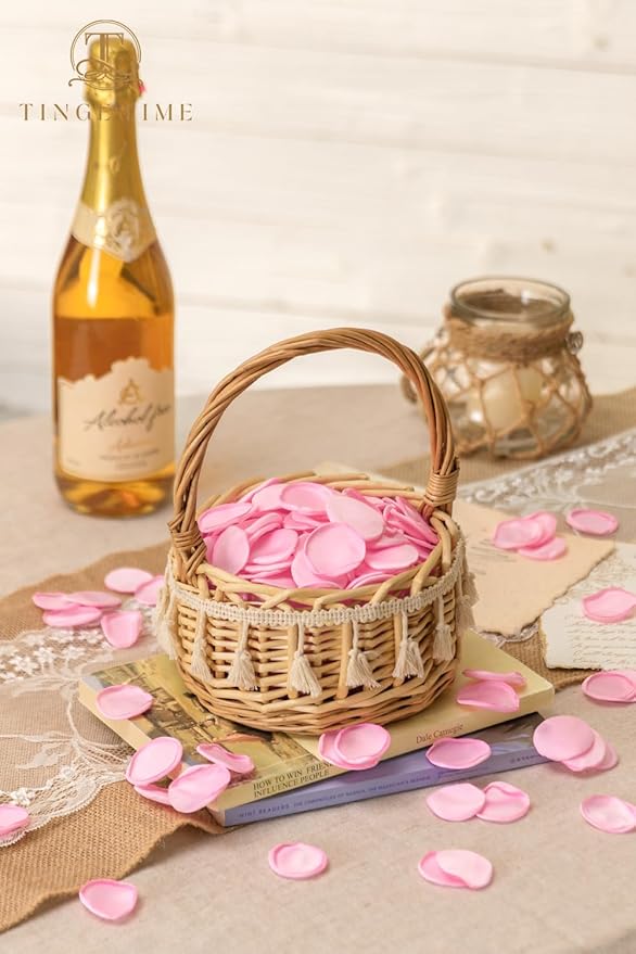 TINGE TIME 200pcs Rose Petals and Fake Roses Artificial Flowers for Wedding Decor, Bridal Shower, Party Decoration - Silk Flower Petals Bulk Pack (Pink)