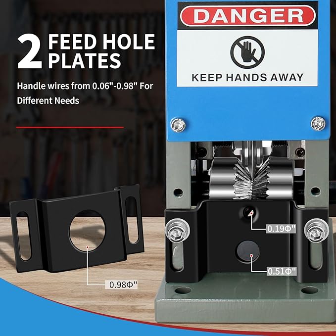 Manual Wire Stripping Machine Speed 50FT/MIN Wire Stripper Machine Wire Gauge Range 0.06-1inch Portable Copper Wire Peeler Machine Two Blades Included for Scrap Copper Wire Cable Stripping