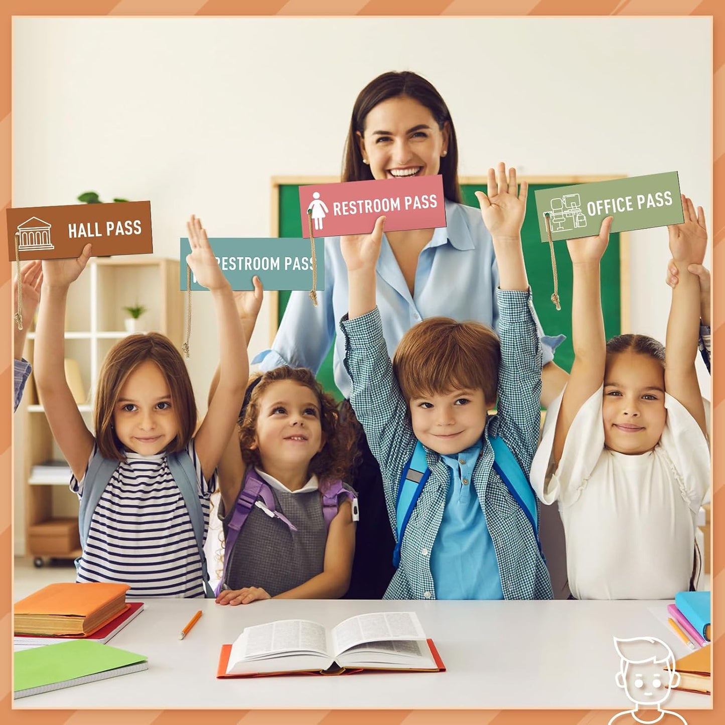 Tellegloww Magnetic Hall Pass Set - 8 Reusable Waterproof Passes for Kids | Classroom Decor