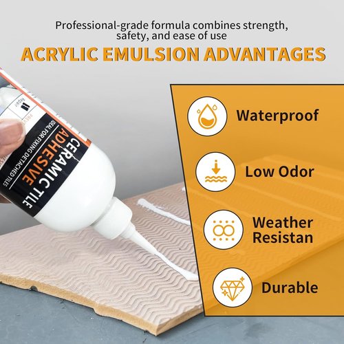 Regine Switzerland Heavy Duty Tile Adhesive - Strong Bonding Glue for Ceramic, Porcelain & Stone - 10.5oz Easy Squeeze Application