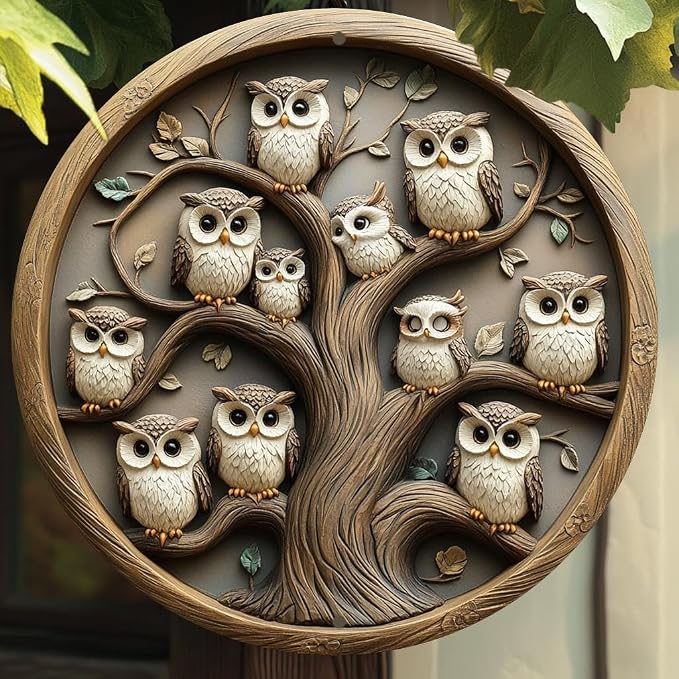 1pc Vintage Owl Tree Aluminum Wall Art, 8x8 Inch Metal Sign for Home, No Electricity or Battery Needed, Ideal for Christmas, Thanksgiving, St. Patrick'S Day, Valentine'S Day Decorations