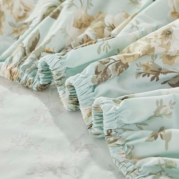 Brandream French Country Garden Toile Floral Print Bed Sheet Set Luxury Bedding Collections 800TC 100% Egyptian Cotton Tapestry Pattern Chinoiserie Peony Blossom Tree Branches, 4Pcs-Queen Size