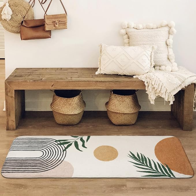 Boho Bathroom Runner Rugs 24 x 60 Non Slip, Large Long Bathroom Rug Cute Bath Mat for Bathtub Washable Shower Rug