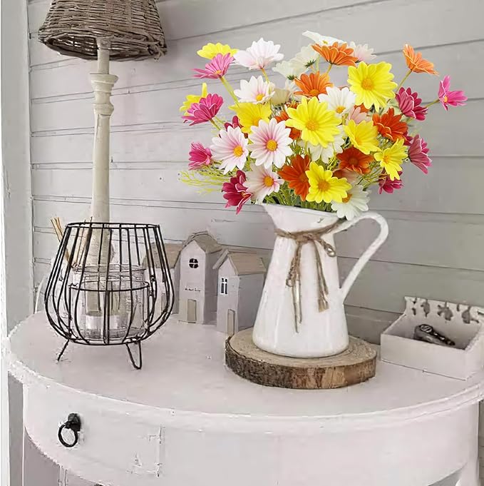 10 Pcs Artificial Daisy Flowers Bulk Artificial Flowers Wildflowers Silk Daisy Faux Gerbera Daisies Bouquet Spring Flowers for Outdoor Indoor Wedding Table Centerpiece Floral Arrangements Decor