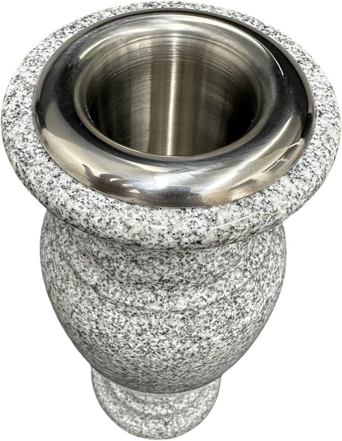 Memorial Cemetery Flower Vase - Real Granite (Grey Granite), with Stainless Steel Inner, Grave Marker, Decorations for Gravesite, Headstone Flowers Holder, Garden Lawn & Yard