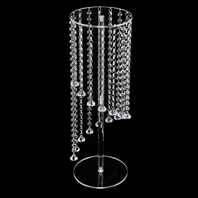 10 Pcs 23.6 Inch Acrylic Crystal Flower Stands, Tall Wedding Centerpieces for Tables with Crystal Chains, Clear Modern Flower Vase Stands for Party Event Home Hotel Decor