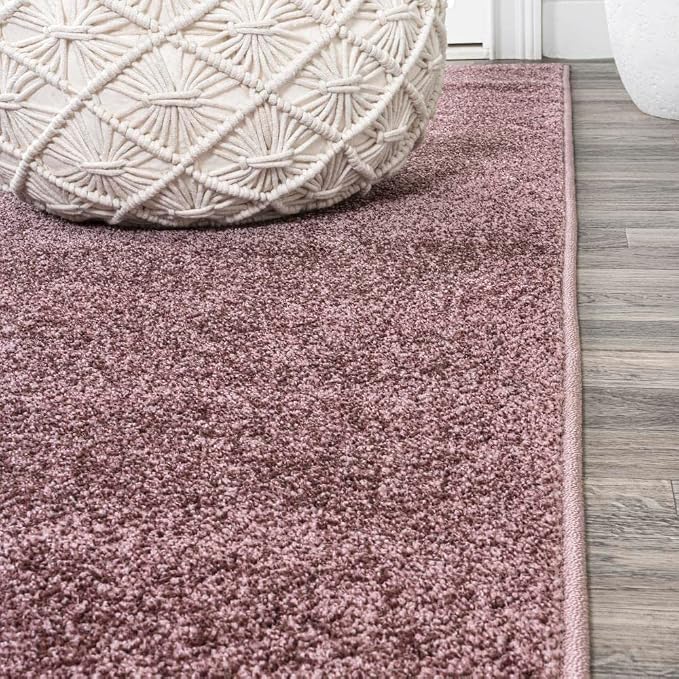 JONATHAN Y Haze Solid Low-Pile Light Purple 5' Round Indoor Area Rug, Coastal,Bohemian,Minimalist,Classic, Easy-Cleaning for Living Room,Bedroom,Kitchen,Pet Friendly,Non-Shedding (SEU100R-5R)