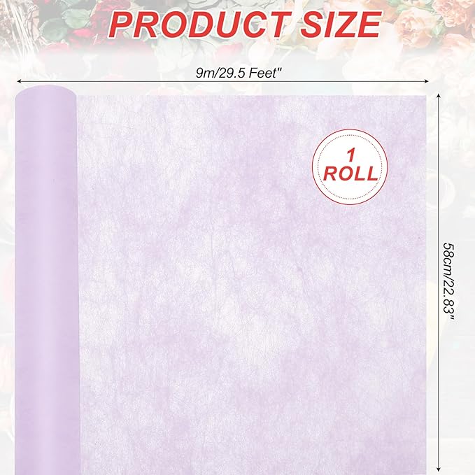 PATIKIL Flower Wrapping Paper 29.5 Ft x 22.8 Inch, Cotton Wrapping Flower Paper Tissue Paper for Flower Bouquet Gift Wrapping Valentine's Day Graduation Gift Floral Wrap, Light Purple