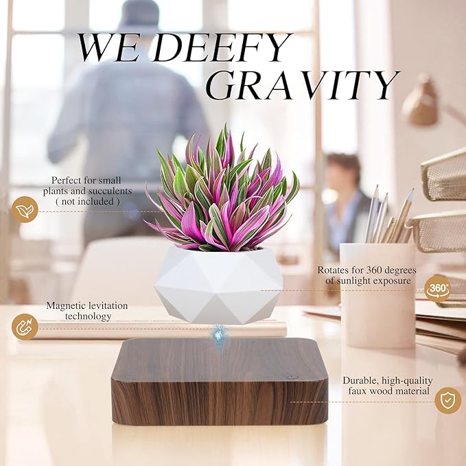 Levitating Air Bonsai Pot,Cool Stuff, Rotation Flower Pot Planters, Potted Plant Home Desk Decor in Flower Pots & Planters from Home & Garden on (Dark Color)