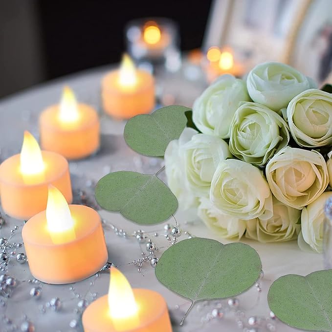 Real Eucalyptus Leaves for Shower 500PCS Green Dried Eucalyptus Leaves Bulk for Wedding Home Party Bridal Showers Baby Shower DIY Garland Cake Table Center Spring Decorations