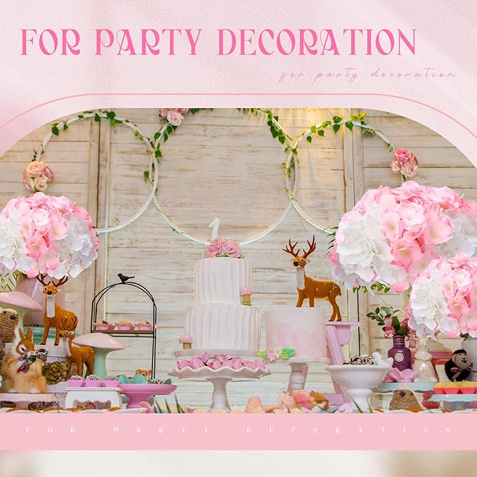 Unittype Silk Hydrangea Artificial Flowers Heads with Stems Faux Hydrangea Flowers for Wedding Centerpieces Bouquets DIY Floral Decorations for Home Indoor(White and Pink,200 Pieces)