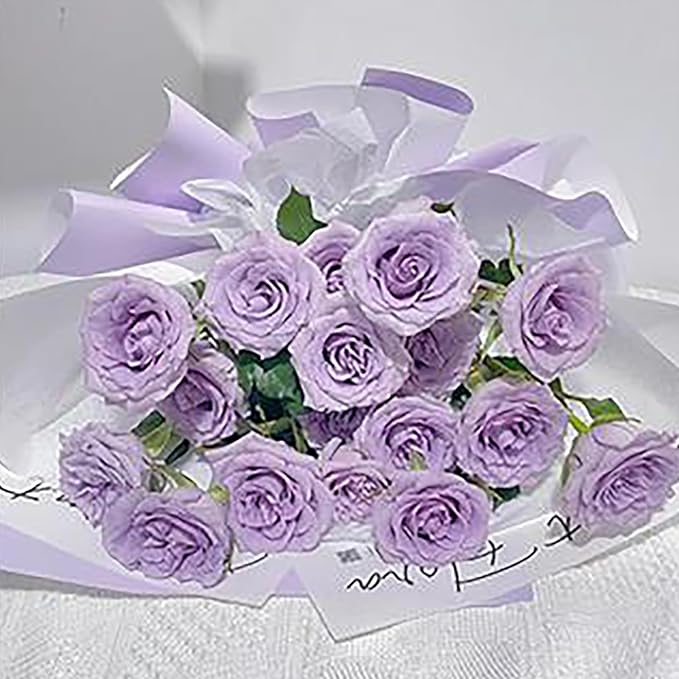 ZOOYOO Flower Wrapping Paper, Double-sided Florist Bouquet Wrapping Paper Floral Packaging for Wedding Birthday Engagement Graduation Presents DIY(Light Purple and White,20 Sheets)