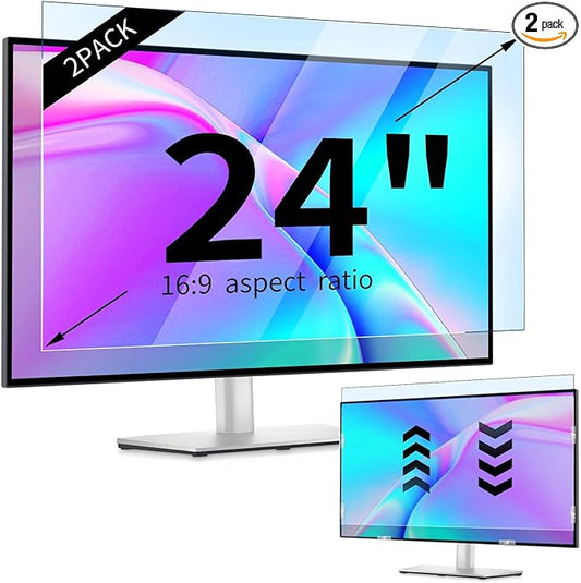 IPROKKO 【2 Pack】 24 inch Anti-Blue Light monitor Screen Protector for 16:9 Widescreen,Removable Anti Glare Blue Light Blocking Screen Filter，LED PC Anti-UV Eye Protection Filter Film