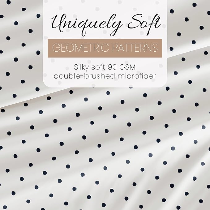 Linen Market Double-Brushed Patterned Microfiber Twin Sheet Set 3 Piece – Oeko-TEX Certified Ultra Soft & Wrinkle-Free - 16" Deep Pocket Sheets - Easy Care Twin Size - Dots Navy