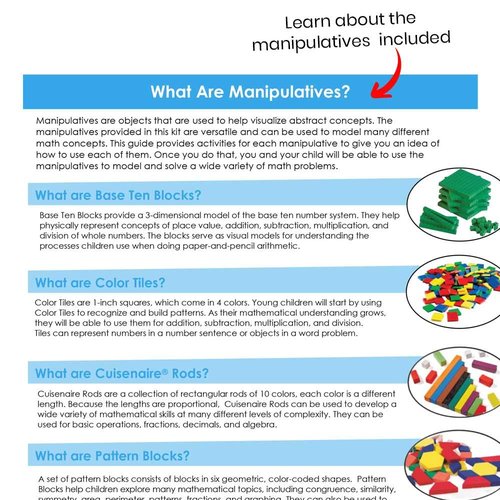 Hand2Mind Take Home Math Manipulatives Kit - Engaging Learning Tools for Kids K-2 | 292 Pieces