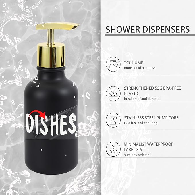 XLHOMO Black and Gold Bathroom Accessories Set - 10 Piece Bathroom Sets with Trash Can, Soap Dispenser, Soap Dish, Toothbrush Holder and Cup, Toilet Brush, Qtip Holder, Bathroom Accessory Set Complete
