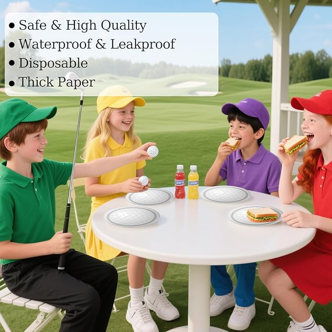 50PCS Golf Ball Party Paper Plates 7 Inch, Disposable Golf Birthday Party Supplies Cake Dessert Plates for Birthday Baby Shower Sports Theme Decorations (Golf Ball)