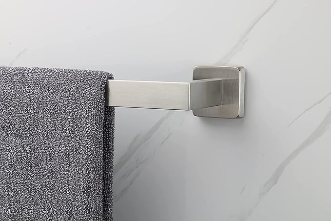 TocTen Bath Towel Rack - Square Base Thicken SUS304 Stainless Steel Towel Bar for Bathroom, Bathroom Accessories Towel Rod Heavy Duty Wall Mounted Towel Holder. (Brushed Nickel, 36)
