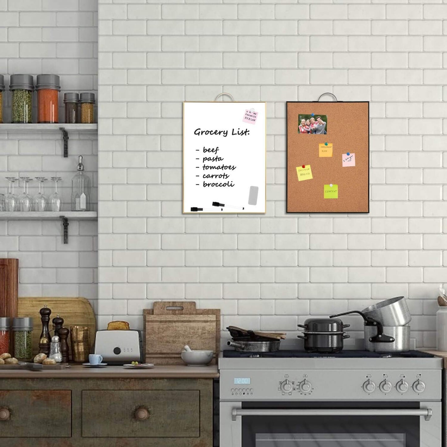 Small Cork Board Whiteboard Combination - 24” x 16” Magnetic Dry Erase & Corkboard with Portable Aluminum Frame