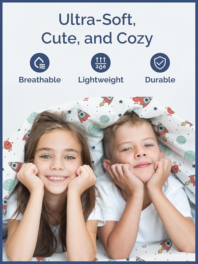 Kids Space Queen 4 Piece Sheet Set - Boys, Girls, Teens, Toddler - Easy Fit Deep Pockets - Breathable, Hotel Quality Bedding Sheets - Machine Washable - Wrinkle Free - Cute, Cozy, Soft - CGK Linens