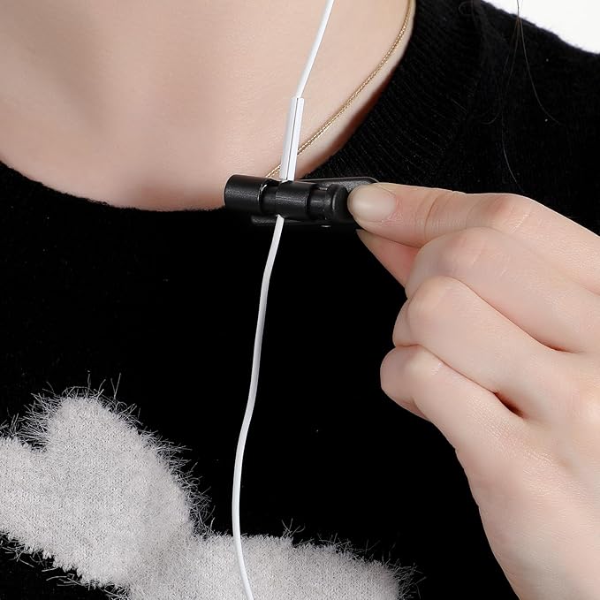 10PCS Wire Clips for Cords Headphone Clips Headset Cable Clip for Earphone Cable Cord Clamp Collar Headset Clamp Clothing Clip Earphone Earbud Cables Clipe, Fixing 2-4mm Headphone Wire