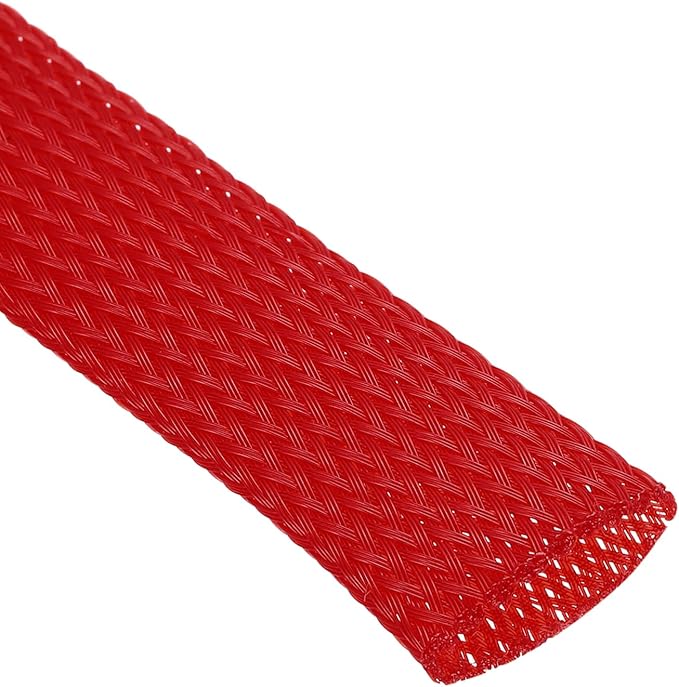 uxcell Expandable Sleeving,1 3/16-inch 25ft Cable Sleeve, Red