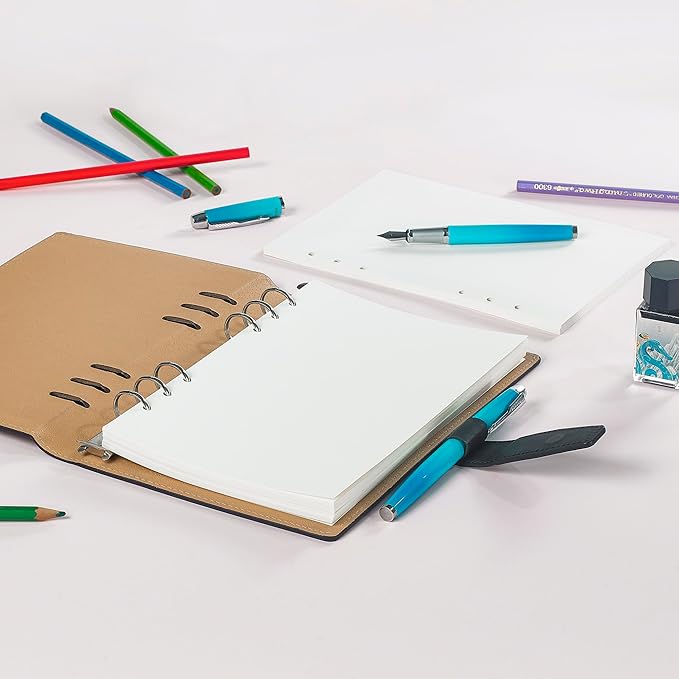 A5 Loose Leaf Refill Paper, 210x142mm, 135 Sheets Plain White Planner Refills, 6 Ring Binder Compatible, 100GSM Insert Papers for Notebooks, School, Office, College Notes, Journaling & Printing