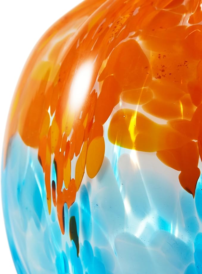 Luxury Lane Hand Blown Confetti Art Glass Bubble Bud Flower Vase for Home Decor 6 inch Tall Centerpiece Table Decoration