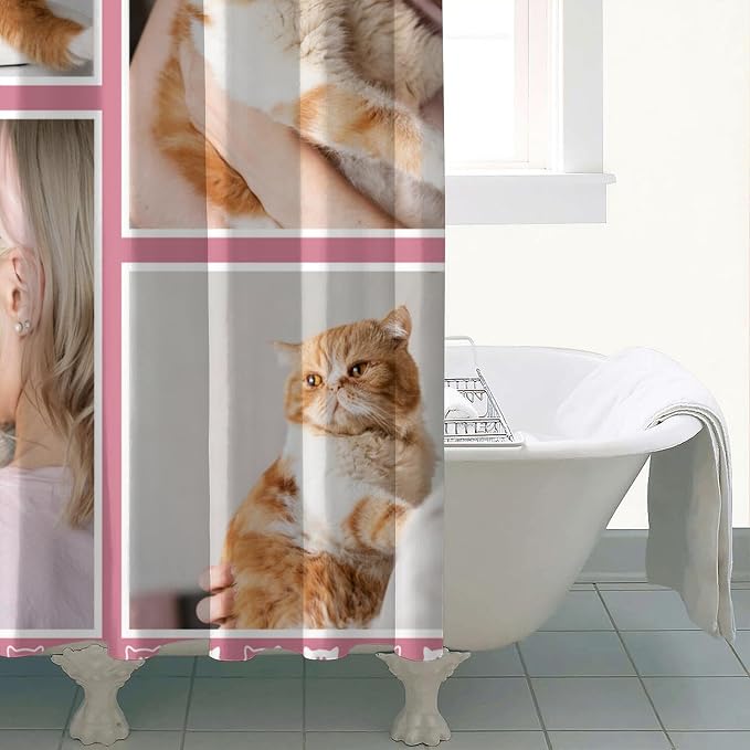 Personalized Shower Curtain Set Custom Photo Shower Curtains Modern Minimalist Home Bathroom Curtain Decor with 12 Hooks 72 Inch Wide * 72 Inch High