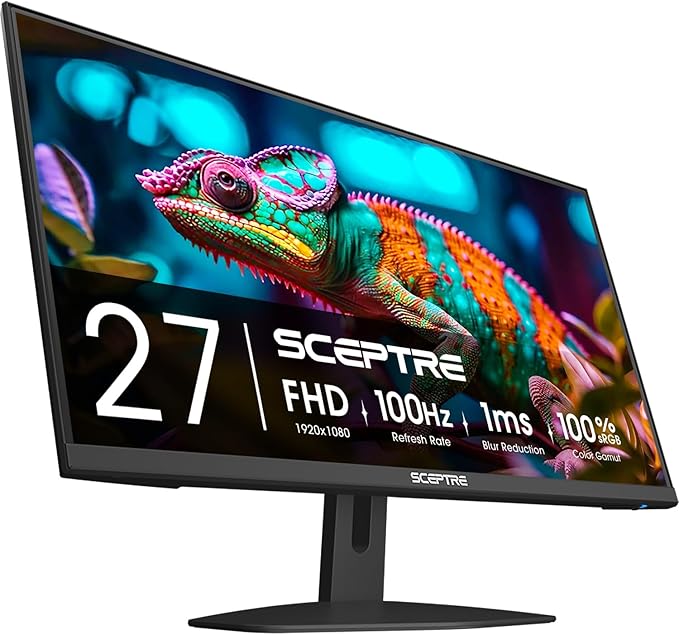 New! Sceptre 27-inch Gaming Monitor 100Hz 1ms DisplayPort HDMI x2 100% sRGB AMD FreeSync Build-in Speakers, Eye Care Frameless Machine Black 2025 (E275W-FW100T Series)