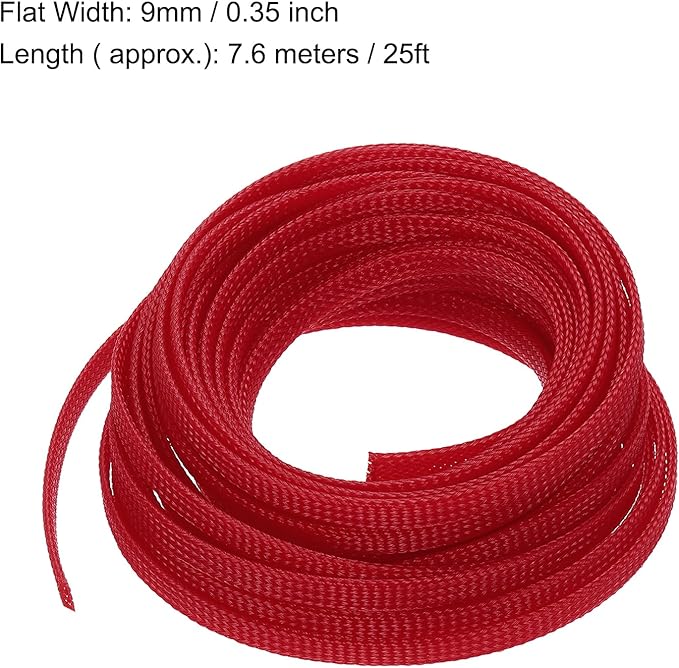uxcell PET Expandable Sleeving 25ft 1/4" Red Cable Management Sleeve Cord Organizer for Wrap Protect Cable