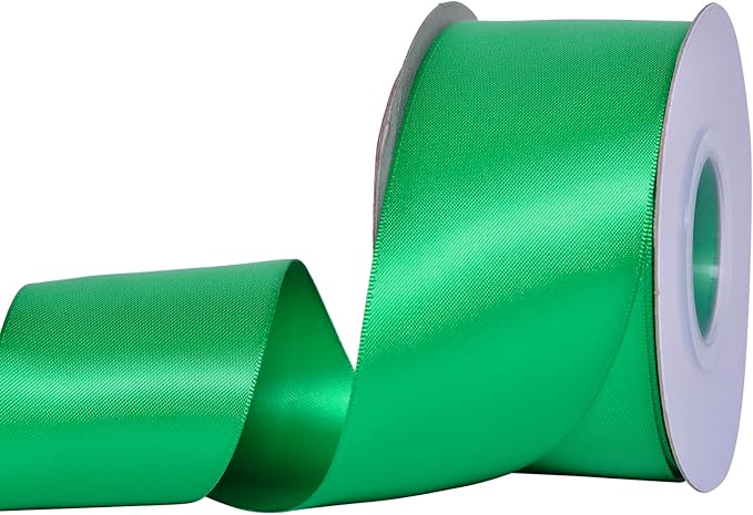 YAMA Green Double Faced Satin Ribbon, 2 Inch 25 Yards, Great for Crafts Bows Flower Bouquet Wedding Home Decor Gift Wrapping