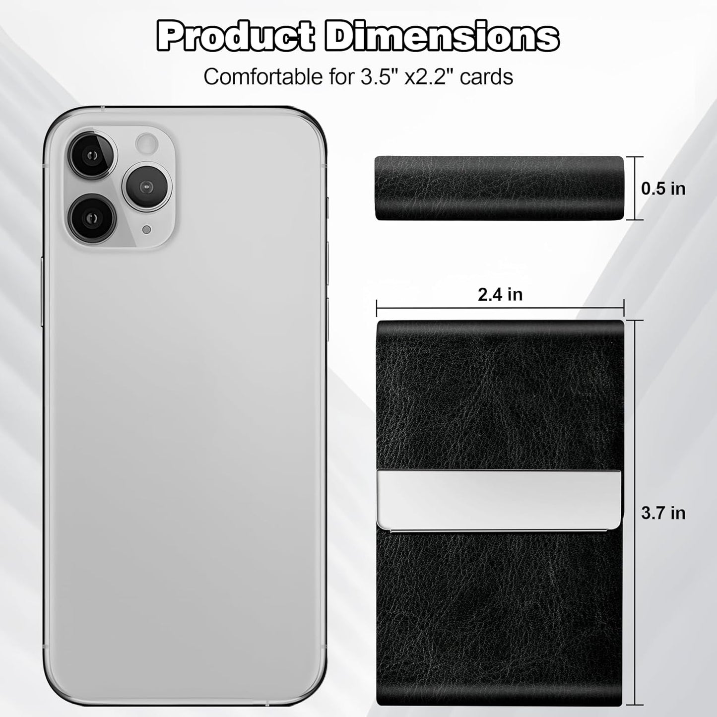 Skiennix Business Card Holder - Slim PU Leather & Stainless Steel Case with Magnetic Closure | Unisex Design