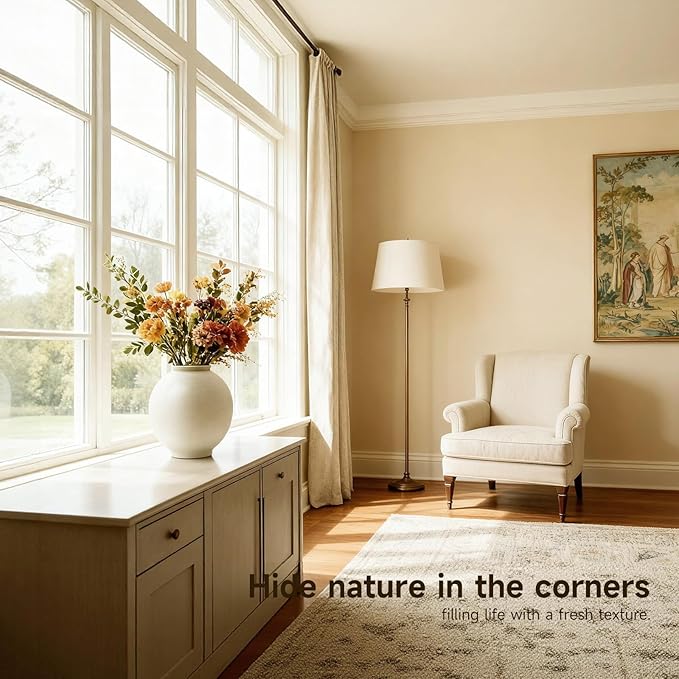 Sandstone Large White Ceramic Vase, 11- Inch Matte White Rounded Design for Easy Arranging, Farmhouse & Minimalist Home Decor for Living Room, Mantel, Dining Table, Entryway, Bathroom, Weddings