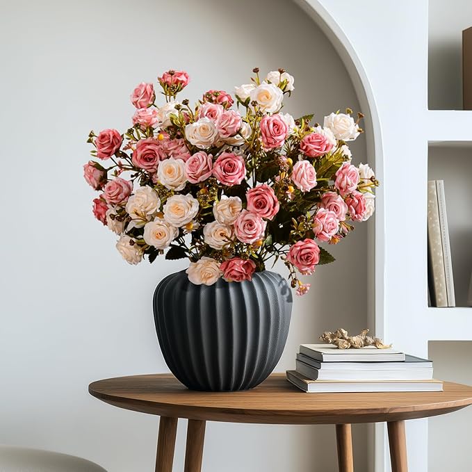 Artificial Rose Flowers for Outdoor 4 Bundles Rose Bouquet with Daisy Faux Flowers UV Resistant for Home Indoor Outside Garden Porch Window Box Balcony Yard Porch Decor (White+Pink)