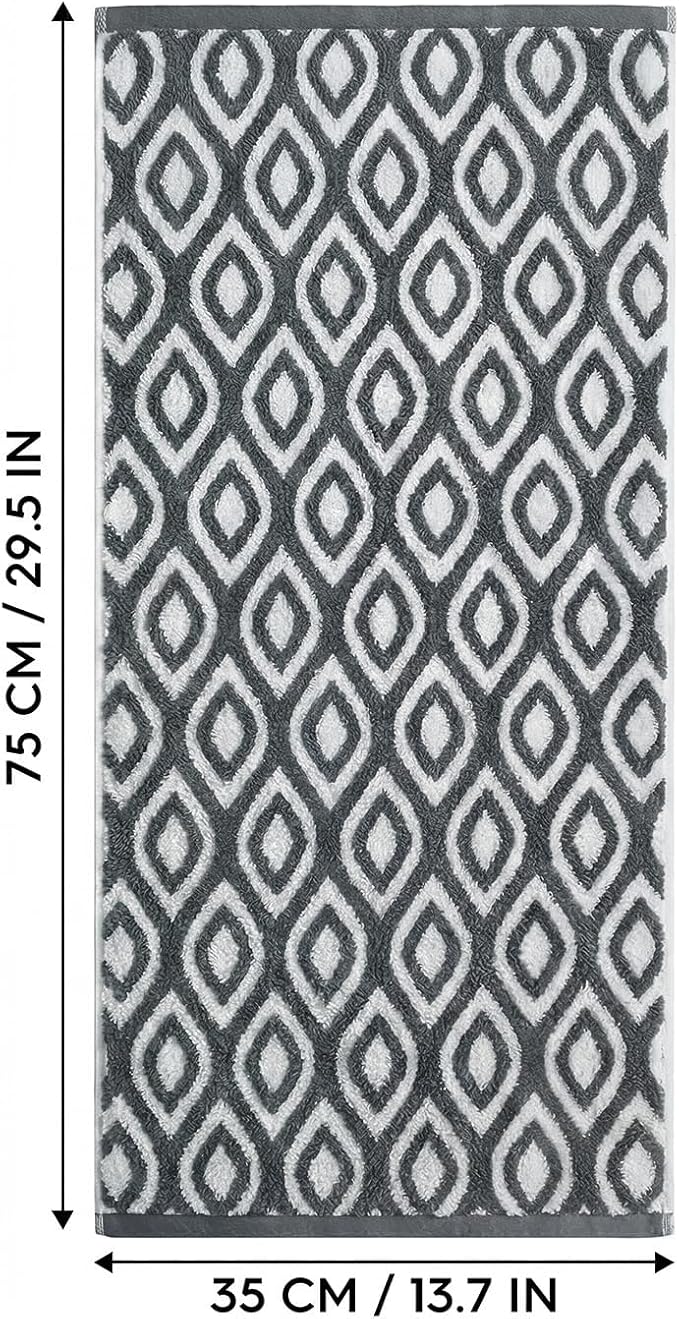 Artoid Mode 1 Pc Beige Grey Diamond Grid Jacquard Hand Towels for Bathroom, 100% Cotton Soft Absorbent Bathroom Decor Towels, 13.7 x 29.5 Inch