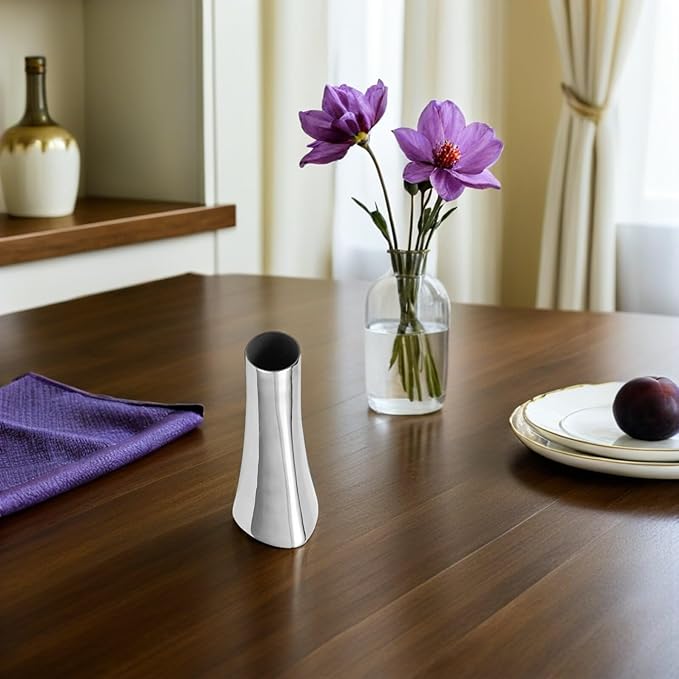 304 Stainless Steel Flower Vase - Elegant Metal Flower Arrangement Holder for Home Office Decoration 17Cm High Silver Finish