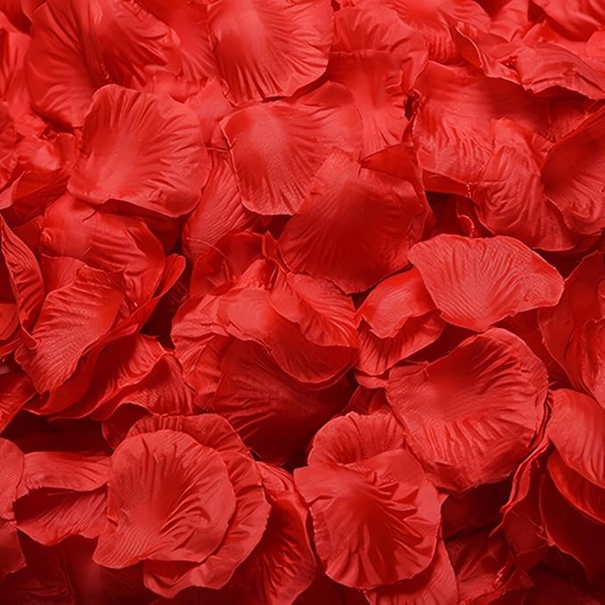 LHOAVWE 1000 PCS Red Rose Petals Artificial Rose Petals for Wedding Proposal Anniversary Love Romantic Night Decorations