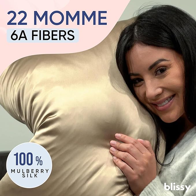 Blissy Silk Pillowcase - 100% Pure Mulberry Silk - 22 Momme 6A High-Grade Fibers - Silk Pillow Cover for Hair & Skin - Regular, Queen & King (Taupe, King)