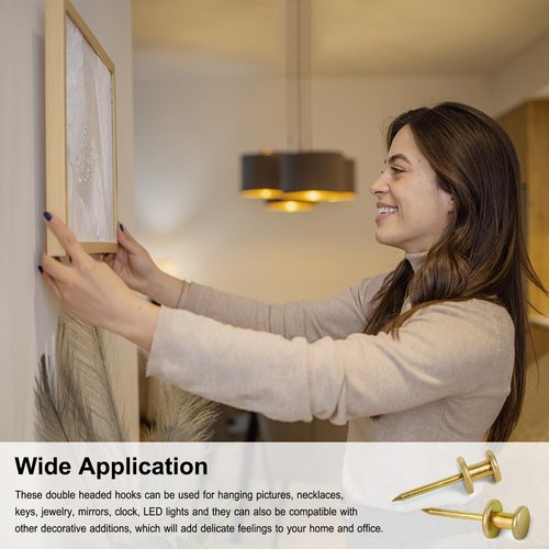 FUZANWJ Double Headed Picture Hangers - 50pcs Heavy-Duty Wall Nails for Easy Picture Hanging