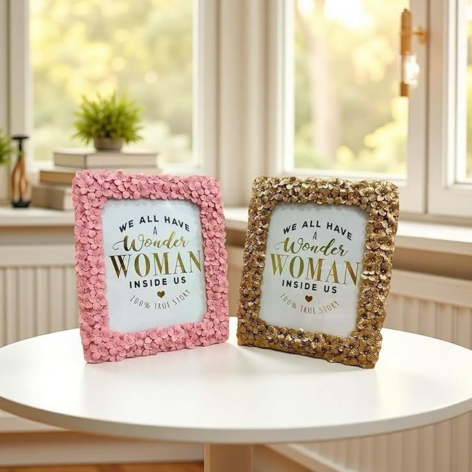 6x8 Antique Pink Picture Frame Vintage Flowers Retro Ornate Photo Frames for Tabletop Display and Wall Mount Horizontal and Vertical(Pink)