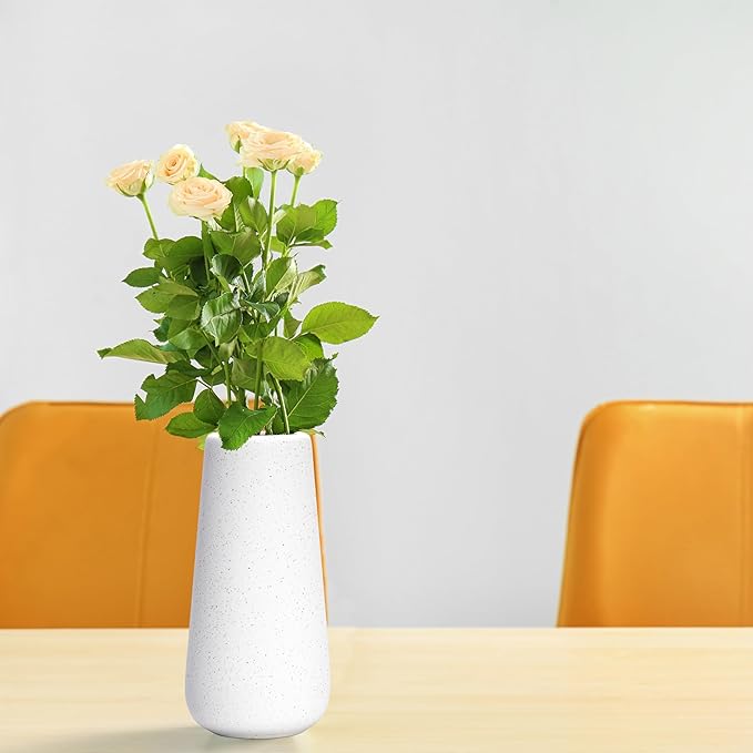 D'vine Dev 8 Inch Ceramic Flower Vase Textured Finishing, Minimalist Design for Kitchen, Bedroom, Living Room, Centerpieces, Office, Speckled Porcelain, VS-XH-G-1