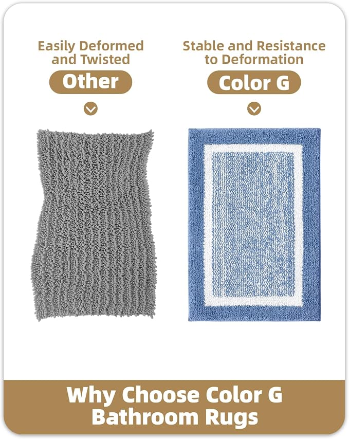 Color&Geometry Simple and Stylish Bathroom Runner Non Slip, 24"x43" Light Blue Bath Runner Rug, Absorbent, Soft, Washable, Microfiber Bath Mat Bathroom Carpet